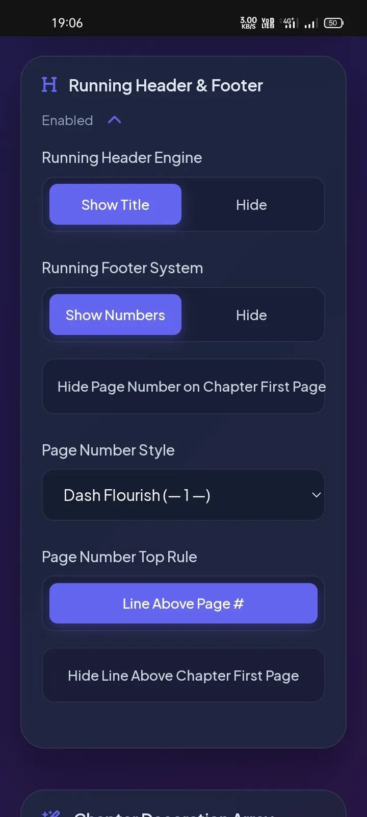 Running Header & Footer screenshot