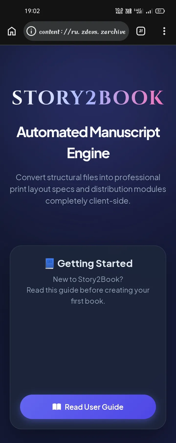 Story2Book automated manuscript engine interface overview